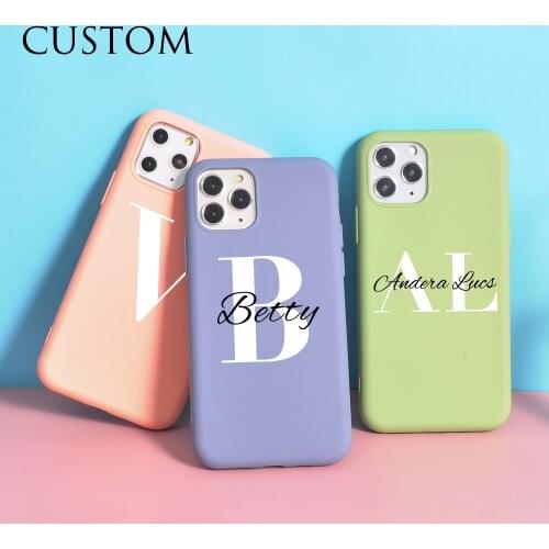 Custom Name Capital Letter Logo Cover for iPhone 12 Case 11 Pro Max Silicone Phone Funda 8 Plus SE 2020 X XS 10 XR 6 6s 7 Coque