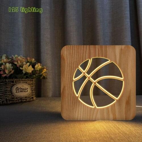 Modern Basketball Wood Night lamp Bedroom Decoration Night Lights Bedside Sleep Light Fixtures USB Plug Luminaire