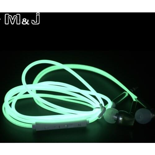 Luminous Metal Earphone Stereo Earbuds Glow In The Dark Sport Running Earphones for iPhone Samsung Xiaomi MP3 Computer