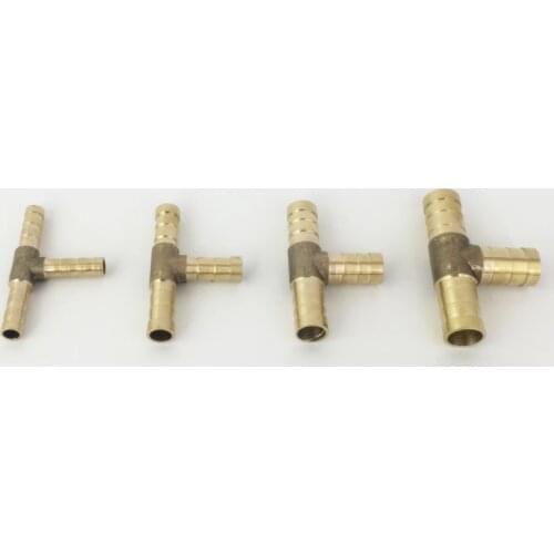 T-Shape Brass Tee Barb Hose Fittings 6mm 8mm 10mm 12mm 3 Way Hose Tube Barb Copper Barbed Coupling