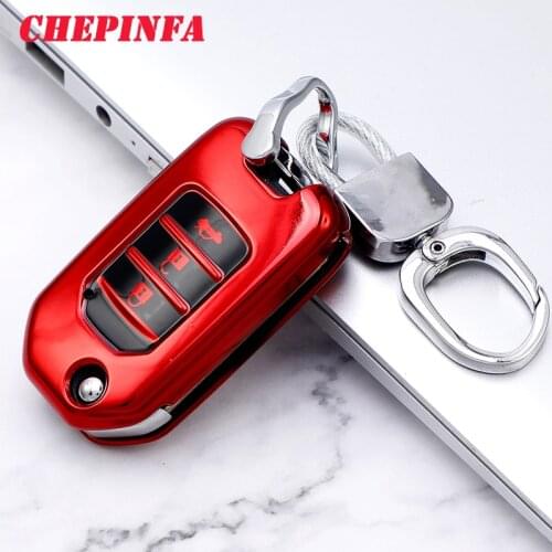 TPU Car Key Case Full Cover Protect Shell For Honda Civic X-RV Jazz Greiz Crdder Odyssey 2015-2018 Flip Key Keychain Car Styling