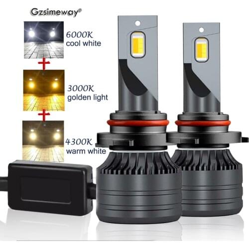 Tricolor H7 H4 Led Canbus 20000LM Car Headlight H11 H8 9005 HB3 9006 HB4 H3 Led Bulb 6000K 3000K 4300K Auto Turbo Fog Lamp 12V