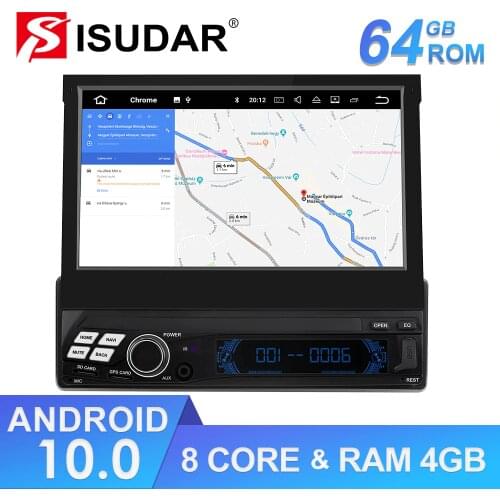 Isudar Universal Car Multimedia Player 1 Din Android 10 7 Inch Detachable Multi Touch Screen Octa Core Stereo Radio GPS RAM 4GB