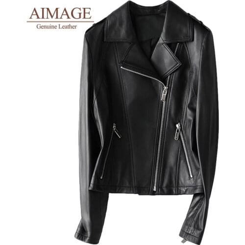 Spring women real sheepskin overcoats zipper chaqueta cuero mujer korean fashion lady warm jackets short motorcycle clothes PY09