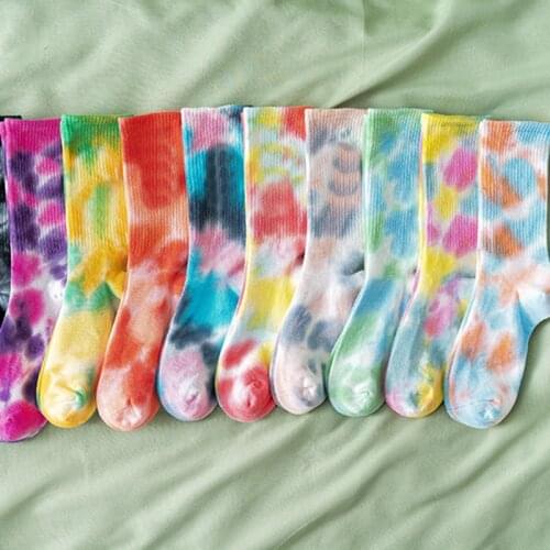 Tie-dyed Skateboarding Girls Socks Spring and summer Ins Fashion Women New Trend Street Sports basketball Colorful Middle Tube