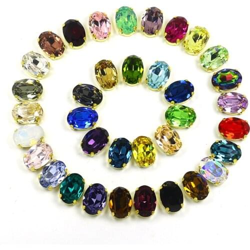 13*18mm Pointed Back Rhinestone Crystal Fancy Stone with Golden Claw 18*13mm Sew on Diamond K9 Glass Loose Beads for Garment