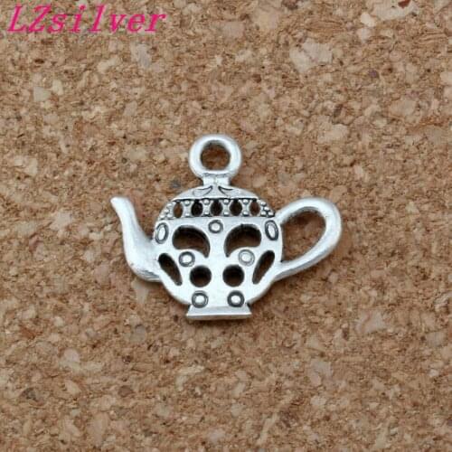 200pcs Zinc alloy metal Double-sided patternTeapot Charm Pendants 18x16mm DIY Jewelry A-141