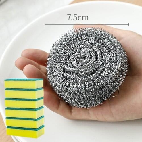 3pcs Steel Ball Soap Dispensing Palm Brush Use Scrubber Wash Clean Tool Holder Kitchen Clean Brush Pot Artifact Kitchen Items