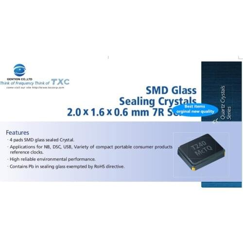 30pcs 100% new and orginal TXC 2016 passive SMD crystal 2.0x1.6mm 4-pin 27M 27MHZ 10PF magnetic surface 7R