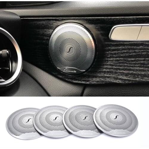 4pcs car styling car audio speaker door loudspeaker trim sticker cover for Mercedes Benz GLC 2016 E class benz W213 C class W205