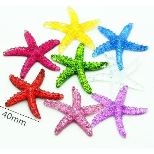 40mm 20PCS Resin Shiny Starfish Cabochon|flatback Starfish miniatures|HOME DIY Miniatures|Resin Flatback Scrapbooking Cabochons