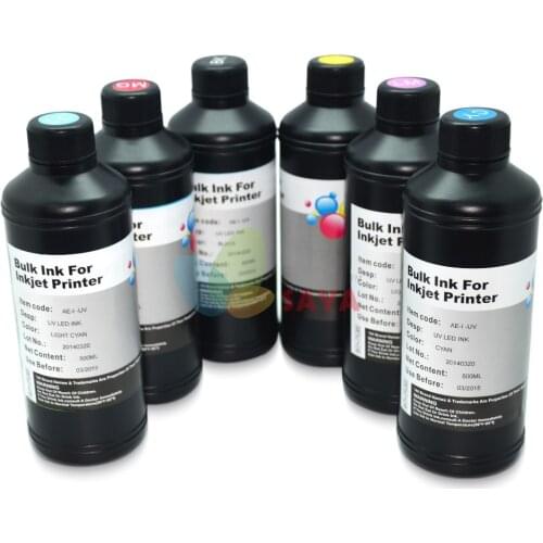 6x250ml White/C/M/Y/BK and cleaning solution for UV Ink for Epson Flatbed printer head,UV LED ink can print on everything