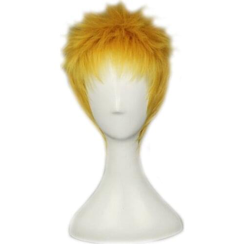 Anime Attack on Titan Shingeki no Kyojin Reiner Braun Cosplay Wig Golden Short Layered fluffy Synthetic Halloween Party Costume