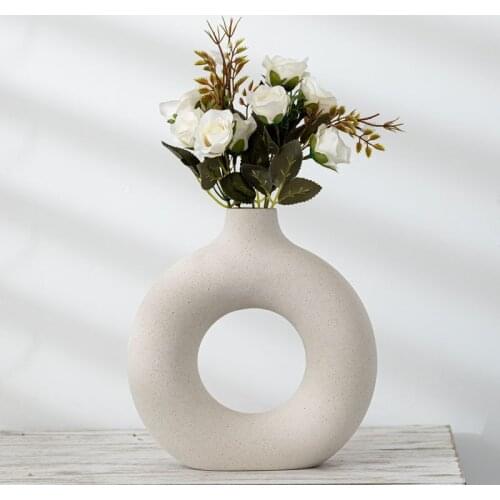 White Ceramic Vases Flower Vase Nordic Home Interior White Dried Flowers Vases Ceramic Flower Pot Art Vase Modern Ornament Gifts