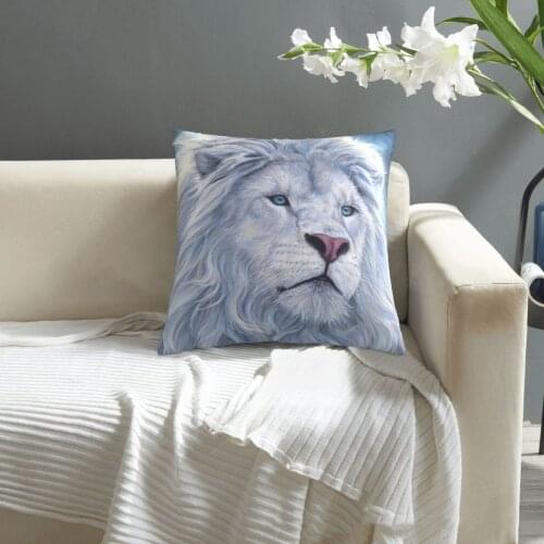 White Lion pillowcase printed cushion cover sofa waist pillow pillow cover