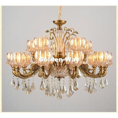 Free Shipping European Brass Lustres Chandelier Copper Champagne Chandelier E14 LED Factory Direct Selling 100% Guaranteed