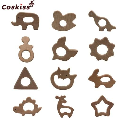 Wooden Teether Toy Baby Safe Nurse Breastfeeding Chew Training Toddler Unwaxed Beech Wooden eco-friendly Organic Baby Teether