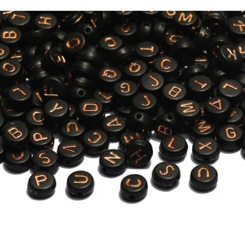 Mix Black Acrylic Letter Beads 4x7mm Round Alphabet Spacer Loose Beads For Jewelry Making Diy Necklace Bracelet Accessories