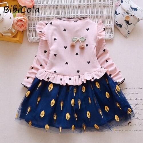 BibiCola Toddler Kids Baby Girls Dress Infants Clothes Long Sleeve Party Princess Cotton Dresses Wedding Dresses For Bebe Girls