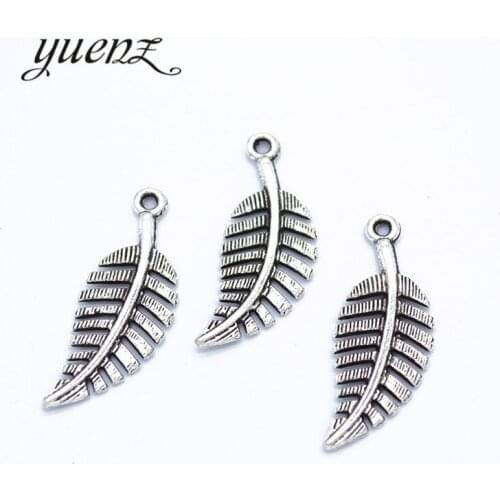 YuenZ 20 pcs Antique Silver color Tree leaf Charms Pendant Bracelets Necklace Jewelry Making Findings Accessories 31*11mm Q372