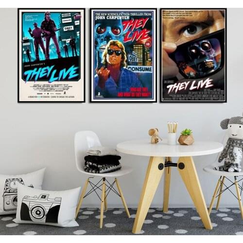 Canvas Oil Painting Hot THEY LIVE Horror Movie Film John Carpenter Poster Prints Art Wall Pictures For Living Room Home Decor