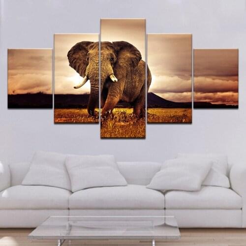 Diamond Painting Sunset elephant 5 Piece Diy Full Square Round Drill Diamond Embroidery Animal Mosaic Needlework Decor AA2451
