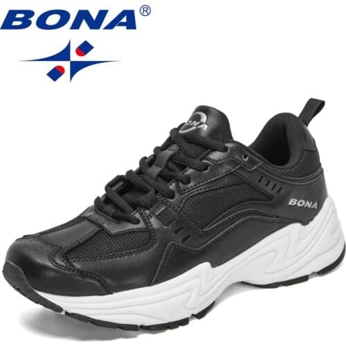 BONA 2021 New Designers Action Leather Mesh Running Shoes Men Outdoor Sneakers Comfortable Walking Shoes Man Jogging Footwear
