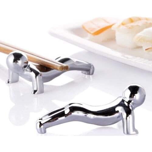 Kitchen Organization Storage Racks Zinc Alloy Sit-ups Boy Chopstick Rest Flatware Chopsticks Holder 2 Pcs/lots