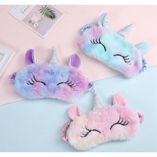 A Cute Unicorn Soft Sleeping Eye Mask Eyes Cover Eye Shade Plush Blindfold Home Traveling Decor Eye Care Relax Lovely Eyeshade