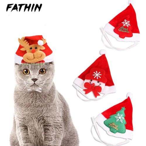 FATHIN Christmas Santa Dog Caps Warm Pet Cat Dog Santa Claus Hat for New Year Decorations Pet Supplies