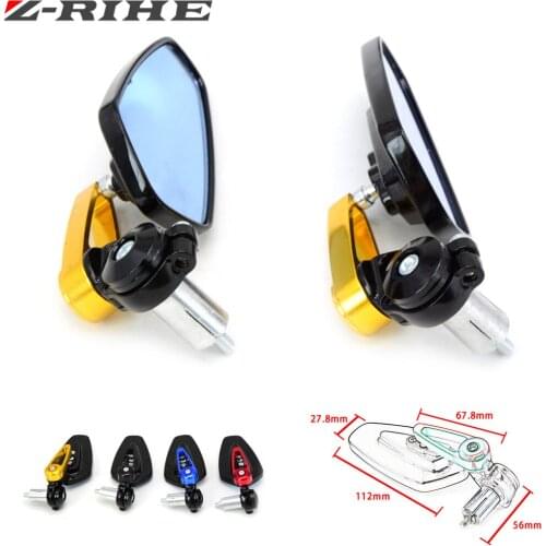CNC Motorcycle 7/8" 22mm handle bar grips Bar End Mirrors Motorcycle Rearview Mirror For kawasaki z800 z750 yamaha r6 mt09 07 fz