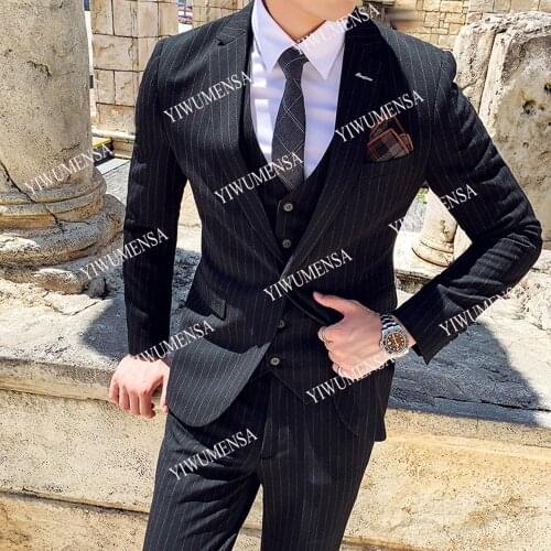 YIWUMENSA Handsome Plaid Wedding Suits Tuxedos Party Formal Business Smoking Slim Fit Men Jacket+Vest+Pants Custom Made Gowns