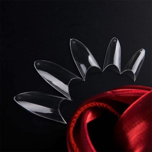 Acrylic Deep C-Curve Stiletto Fake Nail Tips Wide Size Fingernail Art Half Cover 500pcs
