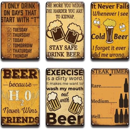 Popular Beer Metal Poster Sign Vintage Pub Bar Signs Plaque Metal Sign Home Wall Decor Restaurant Kitchen Room Decoration