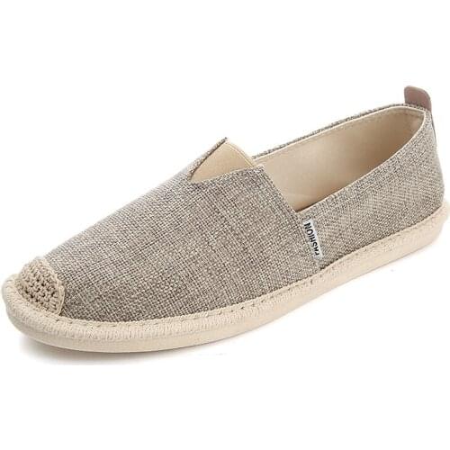 Fisherman Shoes Man Hemp Flats Mens Casual Flax Shoes Driving Shoes Linen Sneakers Walking Slip On