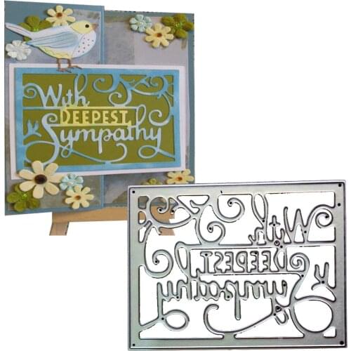 With Deep Sympathy Word Dies Metal Cutting Dies Scrapbooking Die Cut DIY Greeting Cards Gift Box Decoration Embossing Dies