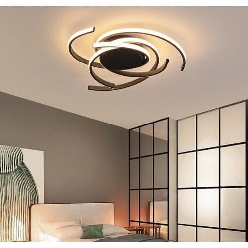 Nordic LED Geometric Ceiling Light Black White Modern Round Chandelier with Silicone Lampshades for Bedroom Kitchen Living Room