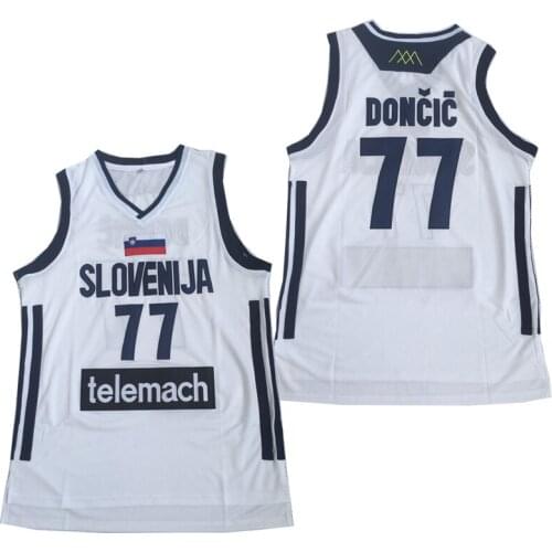 BG basketball jerseys SLOVENIJA 77 TELEMACH jersey Embroidery sewing Outdoor sportswear Hip-hop movie jersey white Europe