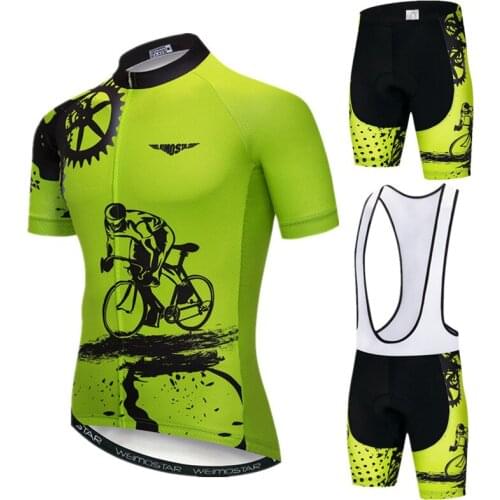 Weimostar Green Cycling Clothing Suit Men Summer Cycling Jersey Set Short Sleeve Pro Team Bicycle Clothing Mountain Bike Clothes