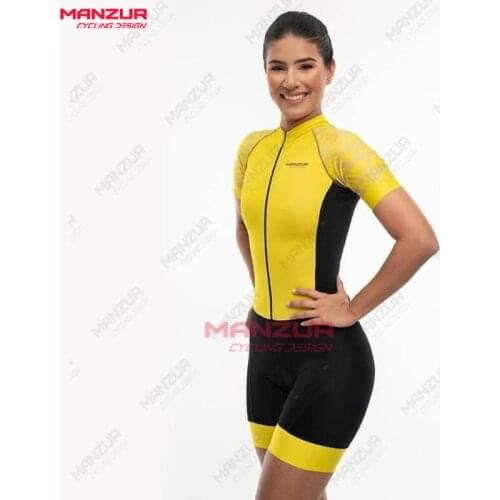 MANZUR Professional Team Womens Triathlon Cycling Jersey Tights Jumpsuit Maillot Cycling Short Sleeve Set 20D Bike Jersey
