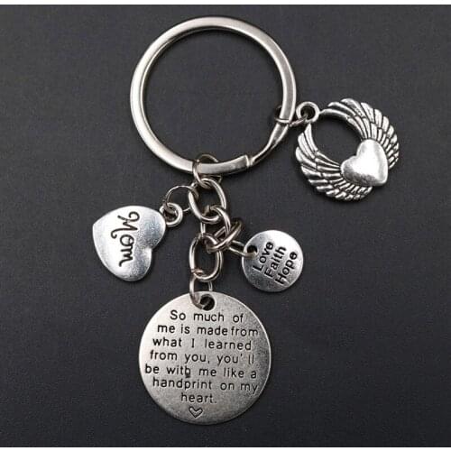 WKOUD 1pc Love Falth Hope Glamour Dreams Wings DIY Creative Metal Keychain - Thanksgiving Mom A1854