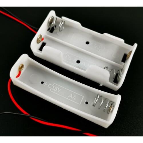 10pcs/lot 1x 2x AA 1.5V Battery Holder Plastic Case Black 1 2 slots AA Batteries Compartment Storage Box With Wire Leads