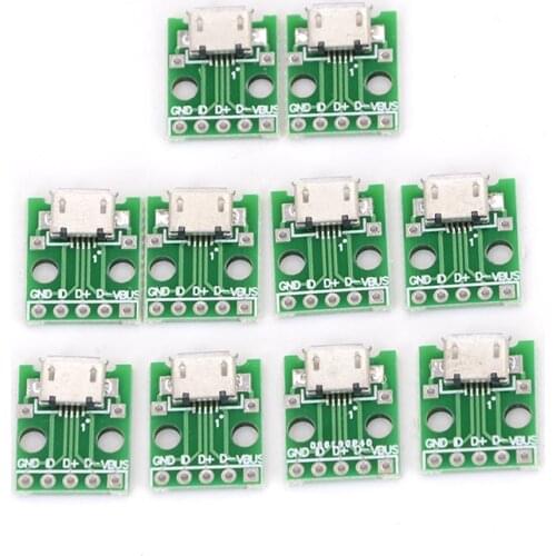 10pcs MICRO USB to DIP Adapter 5pin Female Connector B Type PCB Converter