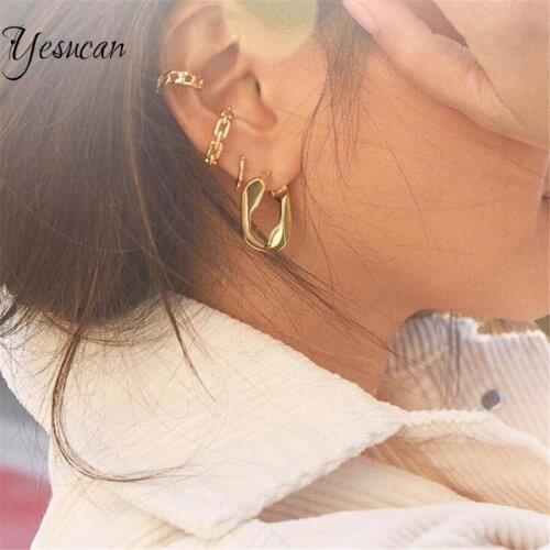 2020 Simple Geometric Irregular Circle Dangle Earrings for Women Gold Twisted Hook Hanging Earrings Jewelry Gift Brincos