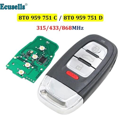 3+1 Buttons Smart keyless remote key 315MHz 433MHz 868MHz with chip for Audi A6 A7 A8 RS4 RS5 Q5 A5 S4 8T0 959 754C 8T0 959 754D