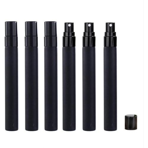 300pcs/lot Factory Wholesale Price 10ml Frosted Black Glass Perfume Spray Bottle Refillable Empty Portable Travel Vial