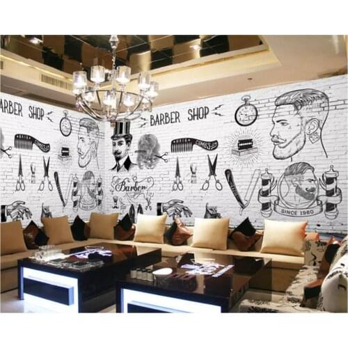 Beibehang Retro personality fashion senior wallpaper barber shop backdrop decoration papel de parede 3d wallpaper papier peint