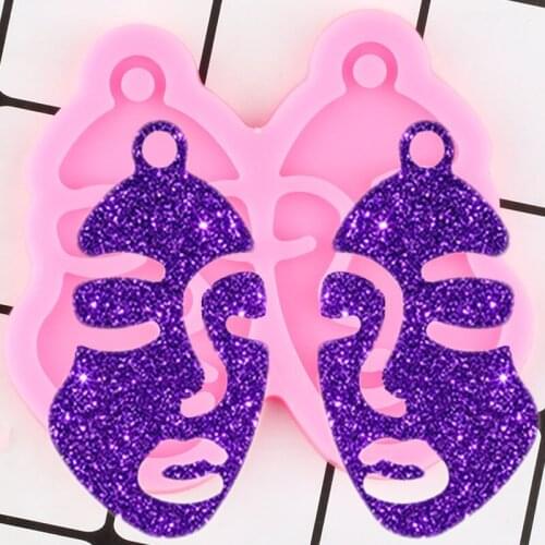 Shiny Girl Face Earrings Siliocne Mold Jewelry Making Epoxy Resin Molds Polymer Clay Pendant Decoration Keychain