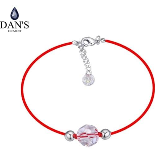 DANS Real Austrian Crystal jewelry thin red thread string rope Charm Bracelets for women Fashion New Love 113952