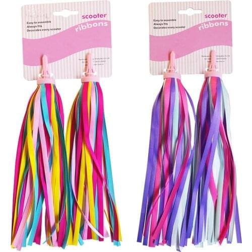 Child Bike Handlebars Tassels Streamers Colorful Cycling Polyester Ribbons for Kids Scooter Bicycle Decoration Bike Accessories